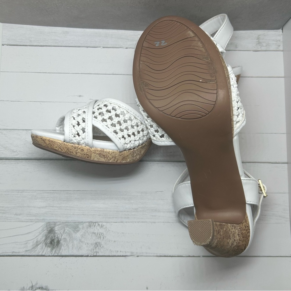 Elegant White Woven Wedge Sandals
